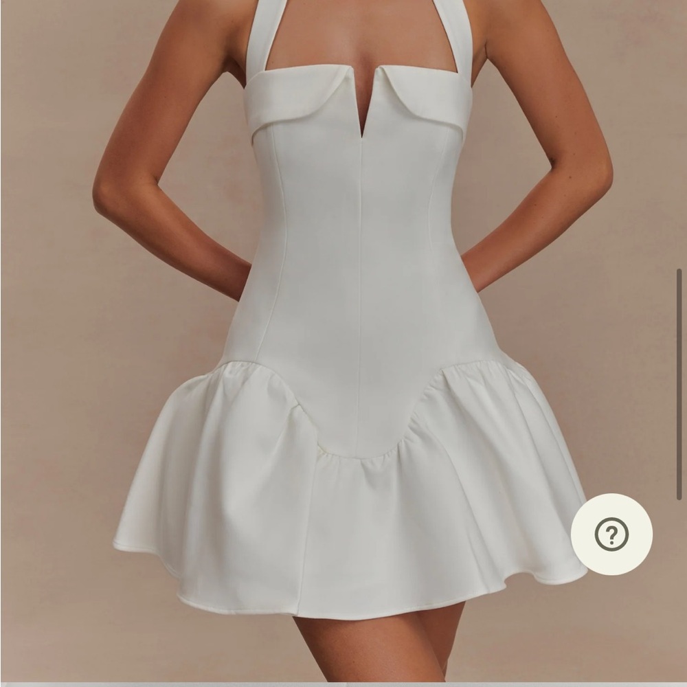 Meshki Calipso White Halter Dress